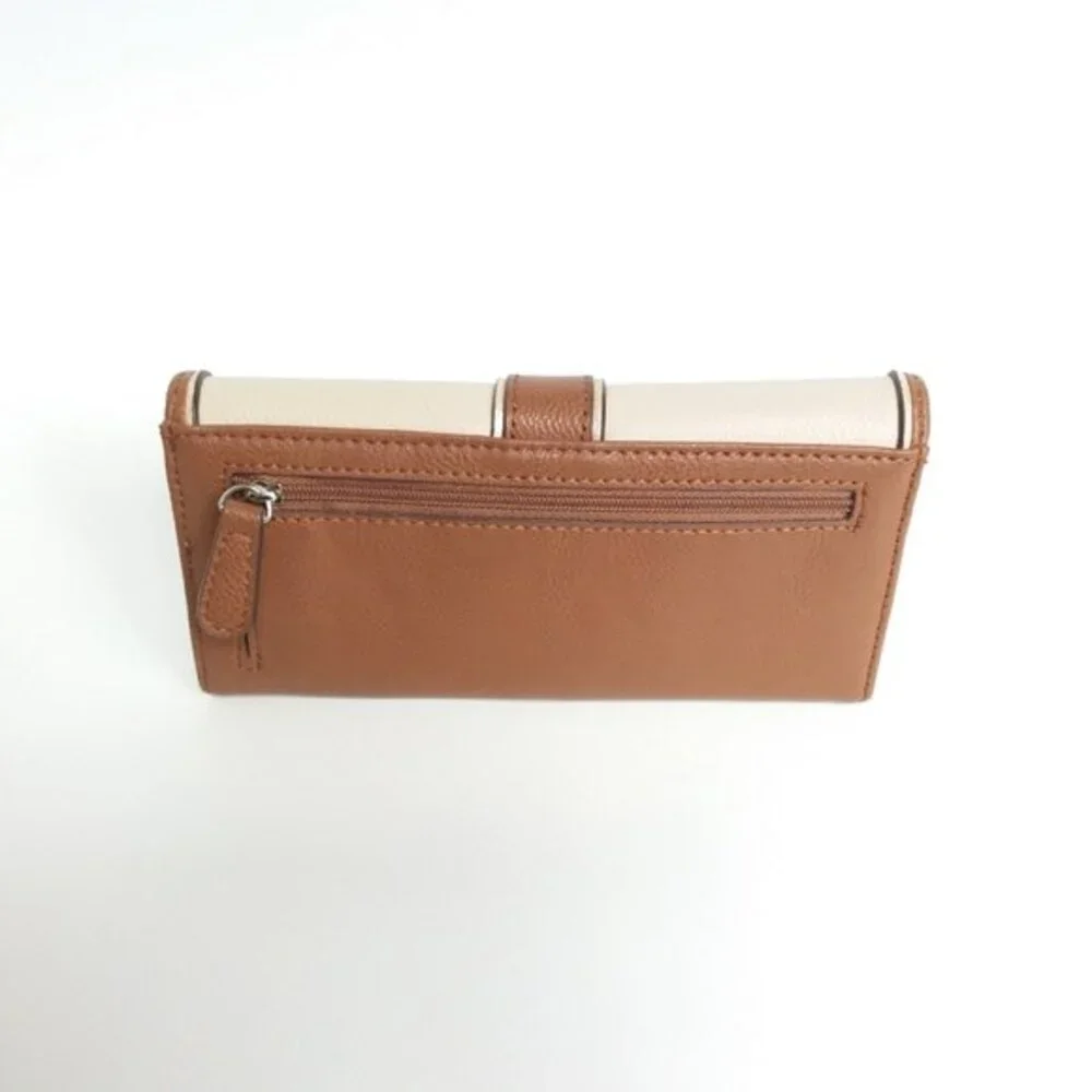 Nine West Tri-Fold Snap Closure Wallet Brown Cream